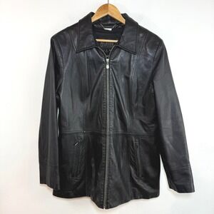 Wilsons Leather Black Jacket Pelle Studio Thinsulate Moto‎ Goth Grunge Coat XL